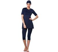 TianMai Heiß Neu Muslimischen Bademode islamisch Kurz Ärmel Blume Bescheiden Badeanzug Strandkleidung Burkini Dame Ausschlag Bewachen Surfen Passen Kostüm (Int'l 2XL, A)