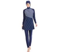 TianMai Heiße Neue Muslimische Bademode Islamischen Full Cover Frauen Kurzarm bescheidene Badeanzug Beachwear Burkini Lady Rash Schutz Surfen Anzug Kostüm (Blau-2, Int'l 3XL (EU-Größe 44-46))