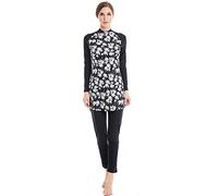 TianMai Heiße Neue Muslimische Bademode Islamischen Full Cover Frauen Kurzarm bescheidene Badeanzug Beachwear Burkini Lady Rash Schutz Surfen Anzug Kostüm (Black 2, Int'l 3XL (EU-Größe 44-46))