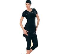 TianMai Muslimische Bademode, islamische Damen, kurzärmelig, bescheidener Badeanzug, Strandmode, Burkini, E, 4X-Large