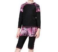 TianMai Neu Muslimische Bademode Kinder Top-Qualität Modest Badeanzug für Islamische Junge Mädchen Eltern-Kind Swimwear Muslim Swimsuit (Schwarz, 160cm)