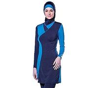TianMai Neue Muslimische Bademode Muslim Islamischen Bescheidene Full Cover Badebekleidung Modest Swimwear Beachwear Burkini für Frauen (Blau, Int'l L (EU-Größe 38-40))