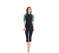 TianMaiGeLun Bescheidene Bademode für Damen Rash Guard Kurzarm Bademode Modesty Badeanzug Surfen Anzug Burkini - Schwarz - XX-Large
