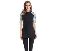 TianMaiGeLun Muslimischen Badeanzug Short Sleeve Bescheidene Badebekleidung Modest Swimwear (N1, Int'l 2XL)