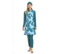 TianMaiGeLun Muslimischer Badeanzug für Frauen, bescheidene Bademode, Burkini, Badeanzug, Strandmode, Blumendruck, Bademode, T2, Small