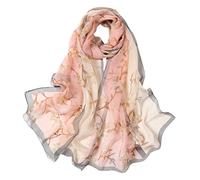TianWlio Chiffon Schal Damen Halstücher Mode Seide Stola 160 * 50 cm Frauen Blumendruck lange weiche Wickelschal Simulation Seidenschal Schals