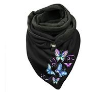 TianWlio Dreieckschal Damen Winter Schal Mit Knöpfen Damen-Tie-Dye-Schmetterlings-Druck-Baumwoll-Winter-warmer Schal mit Knöpfen Lässige Weich Halstuch Poncho Damenschal