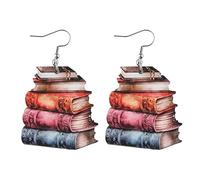 TianWlio Ohrringe Strass Kristall Hochzeit Ohrringe Schmuck Persönlichkeit Holz Bleistift Bücher Baumeln Tropfen Ohrringe Doppel Holz Lehrer Student Ohrringe Für Hängend Ohrringe Schmuck (E, One Size)