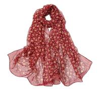 TianWlio Weich Seidenschal Modischer Chiffon Tuch Hochwertiges Seidentuch Halstuch Stola Tuch Weiche Blumen Elegante Tücher Stola Schals Bunte Schals Warm Weich Spitzenmuster (Red, One Size)