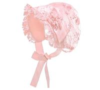 TiaoBug Baby Mädchen Spitzen Bonnet Haube Rokoko Stil Mütze Hut mit Schleife Bindenbändern Prinzessin Kopfbedeckung Rosa 0-12 Monate