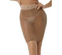 TiaoBug Damen Basic Transparent Rock Kurz Bleistiftrock Unterrock Dessous Lingerie Super Weich Stretch Etui Minirock Skirt Bodycon Nachtwäsche Coffee F Einheitsgröße