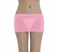 TiaoBug Damen Basic Transparent Rock Kurz Bleistiftrock Unterrock Dessous Lingerie Super Weich Stretch Etui Minirock Skirt Bodycon Nachtwäsche Rosa Einheitsgröße
