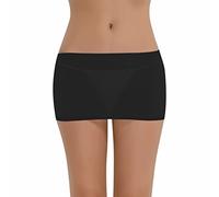 TiaoBug Damen Basic Transparent Rock Kurz Bleistiftrock Unterrock Dessous Lingerie Super Weich Stretch Etui Minirock Skirt Bodycon Nachtwäsche Schwarz Einheitsgröße