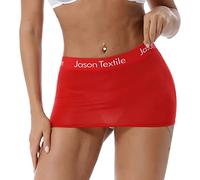 TiaoBug Damen Basic Transparent Rock Kurz Bleistiftrock Unterrock Dessous Lingerie Super Weich Stretch Etui Minirock Skirt Bodycon Nachtwäsche Rot D Einheitsgröße