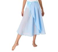 TiaoBug Damen Chiffon Ballett Rock Wickelrock Langer Tanzrock Maxi Röcke transparent Ballett Tanz Kostüm Bekleidung in 6 Farben Hellblau A Einheitsgröße