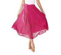 TiaoBug Damen Chiffon Ballett Rock Wickelrock Langer Tanzrock Maxi Röcke transparent Ballett Tanz Kostüm Bekleidung in 6 Farben Hot Pink A Einheitsgröße