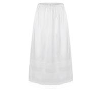 TiaoBug Damen Mädchen Unterkleid Basic Rock Knielang Unterrock Baumwolle Halbrock Jupon Underskirt für darunter -Elastischer Bund Spitzensaum Weiß J 3XL