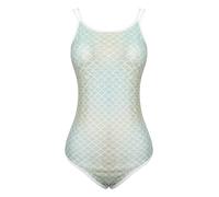 TiaoBug Damen Metallic Badeanzug Sport Einteiler Schwimmanzug Hoher Beinausschnitt Monokini Stringbody mit Spaghettiträgern Bademode Typ C XXL
