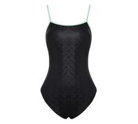 TiaoBug Damen Metallic Badeanzug Sport Einteiler Schwimmanzug Hoher Beinausschnitt Monokini Stringbody mit Spaghettiträgern Bademode Typ A XL