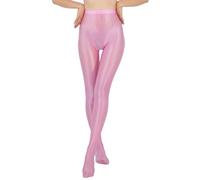 TiaoBug Damen ÖL Glanz Strumpfhose 70 Den Glossy Pantyhose Glänzende Slim Fit Leggings Tights Modisch Feinstrumpfhose Stockings Rosa XXL