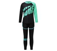 TiaoBug Jungen 3 Teillig Badeanzug Ganzkörper Schwimmanzug mit Sonnenschutz Rashguard Neoprenanzug Lange Ärmel T-Shirt mit Lange Hose Badeshorts