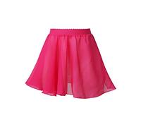 TiaoBug Mädchen Ballettrock Tanzrock mit Elastischem Bund Hohe Taille Chiffon Faltenrock kurzes Röckchen Kinder Ballettkleidung Hot Pink B 146-152