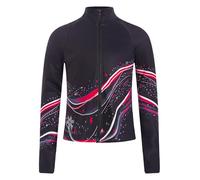TiaoBug Mädchen Fleece Sweatjacke mit Reisverschluss Stehkragen Freizeitjacke Gestreifte Trainingsjacke Sterne Print Gymnastik Turn Eiskunstlauf Jacket Rot 122-128