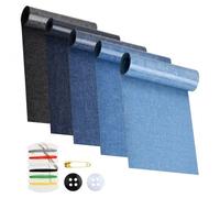 Tibapla 5 Stück Jeans Flicken zum Aufbügeln, Jeans Flicken Bügeln, Jeans Flicken Selbstklebend, Bügelflicken Denim, Schwarz & Blau, für die Reparatur von Kleidung und Jeans(51cm x 8cm)