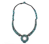 Tibetan Silver Anhänger Halskette Damen Türkis Boho Statement Kragen Collier Ethnischer Schmuck 925 Silber