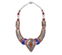 Tibetan Silver Bernstein Lapislazuli Halskette Damen Boho Statement Collier Ethno Schmuck Handgefertigte Festival Halskette