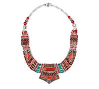 Tibetan Silver Boho Halskette Damen Türkis Koralle Statement Collier Ethno Schmuck Handgefertigte Festival Halskette