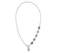 Tibetan Silver Handgefertigte Amethyst Halskette Damen 925 Sterling Silber 45 cm Anhänger Minimalistisch Lila Kristall Schmuck Geburtsstein Februar Geschenk & Alltagskette
