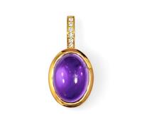 Tibetan Silver Vergoldeter Amethyst Cabochon Anhänger aus 925 Sterling Silber mit Zirkonia