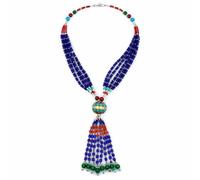 Tibetan Silver Y Halskette Damen Kugel Anhänger Boho Statement Collier Ethno Schmuck Handgefertigte Festival Halskette