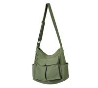 Tibroni Messenger Bag Tote Bag Canvas Tasche Grün Damen CrossbodyBag Herren Groß Männer Umhängetasche Damen Gross Vintage Schultertasche Kuriertasche für School Reise Arbeit Shopping