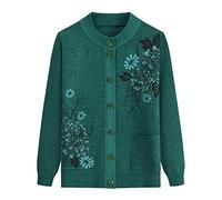 Tidecc Damen-Strickjacke, Pullover, grobe Zopfstrickjacke, Oberteil, Oma, Mantel, Jacke, Mutterkleidung, Green02, 32/42