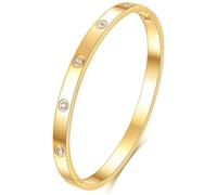 Tidefire Edelstahl Kristall Zirkonia Armbänder 18K Gold Plattiert Damen Armband Titanium Stahl Armreif (084 Gold)
