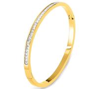Tidefire Edelstahl Kristall Zirkonia Armbänder 18K Gold Plattiert Damen Armband Titanium Stahl Armreif (689 Gold)
