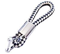 Tidero Schlüsselanhänger aus Kunst-Leder in Geschenkbox | Schlüsselring Schlüsselband Schlüsselbund | Geschenk für Männer Frauen Geburtstag Jahrestag Mama Papa Auto - Schwarz-Weiß