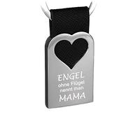 Tidero Schlüsselanhänger Metall mit Herz Engel ohne Flügel nennt man Mama - Glücksbringer Anhänger Gravur - Geschenk Mutter Muttertag Weihnachten (PU-Leder (Muster))