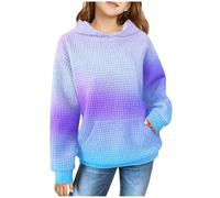 Tie Dye Hoodie Mädchen Waffel Farbverlauf Kapuzenpullover Oversized Sportlich Fleece Sweatshirt mit Kapuze Bunte Tie-Dye Bequem Langarmshirts Unisex Locker Kapuzenpulli Klassisch Hoody (A, 7-8 Years)