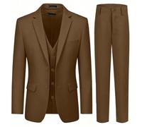 Tiefony Jungenanzüge, 3-teiliges Slim-Fit-Anzug-Set, Dresswear, Ringträger, Outfit für Jungen, Braun, 10