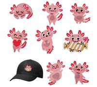 Tier-Aufnäher zum Aufbügeln - 8 Stück, bestickter Faden, Axolotl-Applikation, DIY-Kleidung | Perfekt für Jeans, Jacken, T-Shirts, Kleider, Socken, Bastelprojekte, Rucksäcke, Freunde, Familiengeschenke