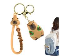 Tier-Schlüsselanhänger, niedlicher Capybara-Schlüsselanhänger, realistischer Capybara-Schlüsselanhänger mit Erdbeerkappe, kreativer lustiger dekorativer Charme für Taschen, Rucksack, Schlüssel