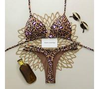 Tiermuster Sexy String Bikini Badeanzug, rückenfreies Design, geeignet für Frühling/Sommer Schwimmbad Party, Strand, Bühnenauftritte Urlaub