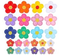 TIESOME 24 Stück Aufnähern, Gänseblümchen Aufnäher niedliche Sonnenblumen Stickerei Flicken zum Aufbügeln in zwei Größen bunt DIY Reparaturflicken Flicken florale Stickerei Applikation für Hosen Jeans