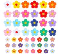 TIESOME 48 Stück 4.2cm Patches zum Aufbügeln, Aufnähern Gänseblümchen Aufnäher Flicken zum Aufbügeln in zwei Größen niedliche Sonnenblumen Stickerei Flicken florale Stickerei Applikation
