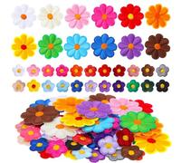 TIESOME 48 Stück 4.2cm Patches zum Aufbügeln, Aufnähern Gänseblümchen Aufnäher Flicken zum Aufbügeln in zwei Größen niedliche Sonnenblumen Stickerei Flicken florale Stickerei Applikation