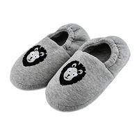 TIESTRA Hausschuhe kinder junge Antirutsch Flache Hausschuhe Jungen baumwolle Hausschuhe Kinder fuzzy Slippers Tier Plüsch Hausschuhe slippers kids boys Grau EU29-30