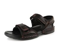 TIESTRA Sandalen Herren Leder Outdoor Sport Wandersandalen mit Fußbett, Sommer Trekkingsandalen Strand Ledersandalen Männer Klettverschluss Dunkelbraun 46EU